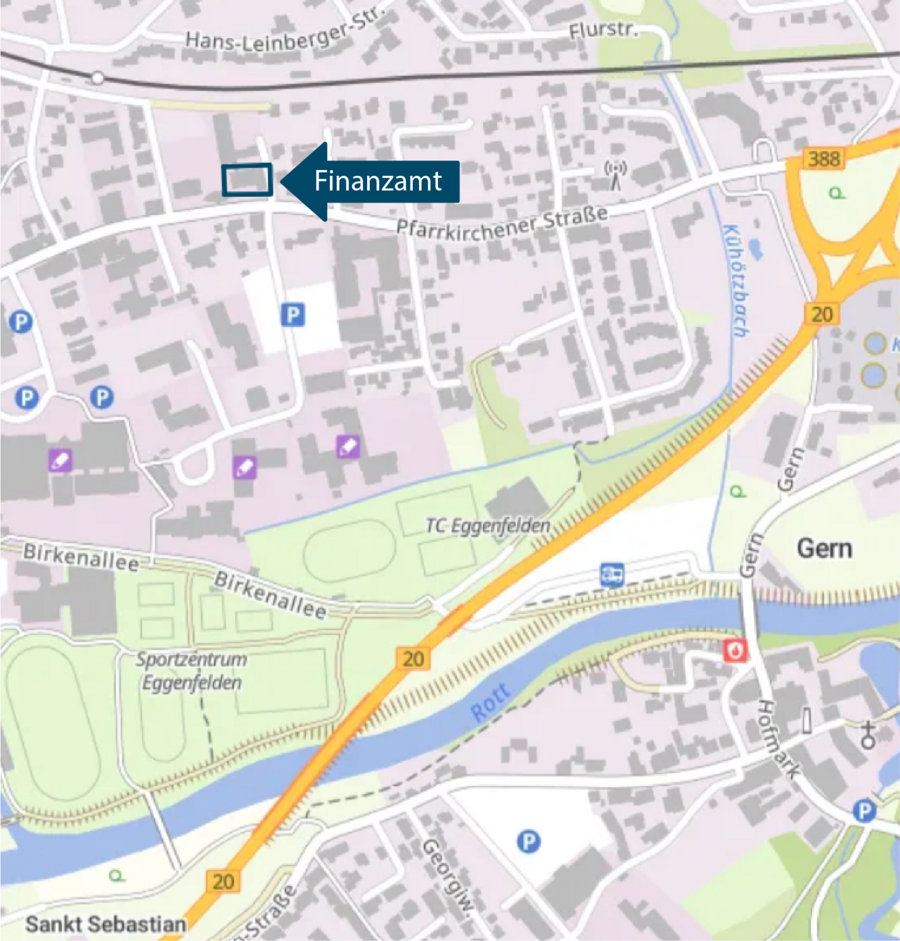  Stadtplan Eggenfelden, Pfarrkirchener Str.